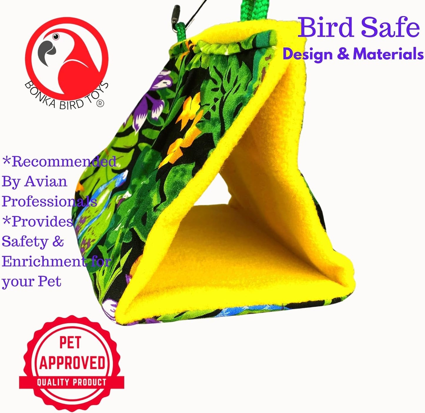 1689 Small Bonka Happy Hut Fabric Soft Colorful Parrotlet Budgie Cockatiel Parakeet