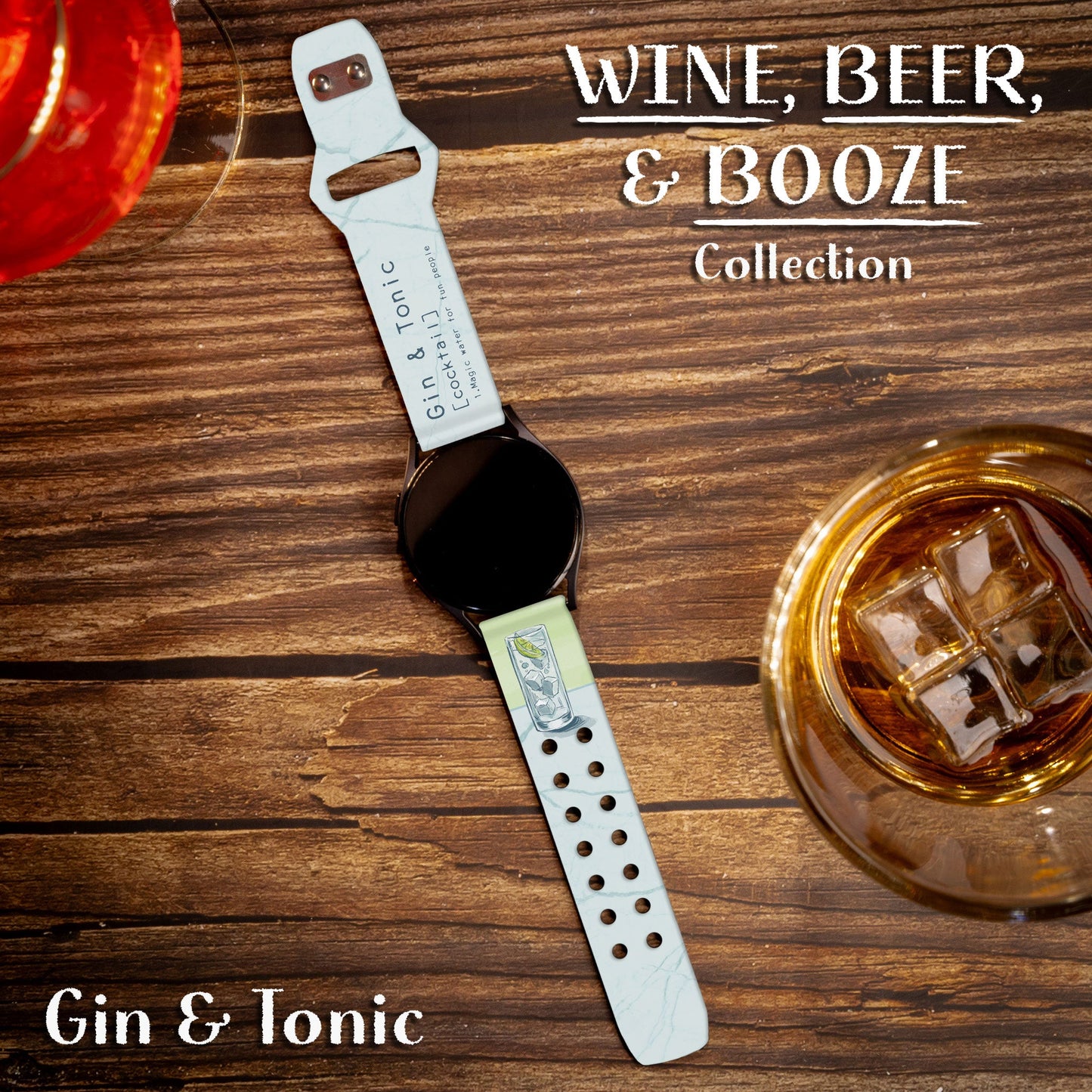 Wine, Beer, & Booze HD Watchband for Samsung, Garmin, Fossil, and More