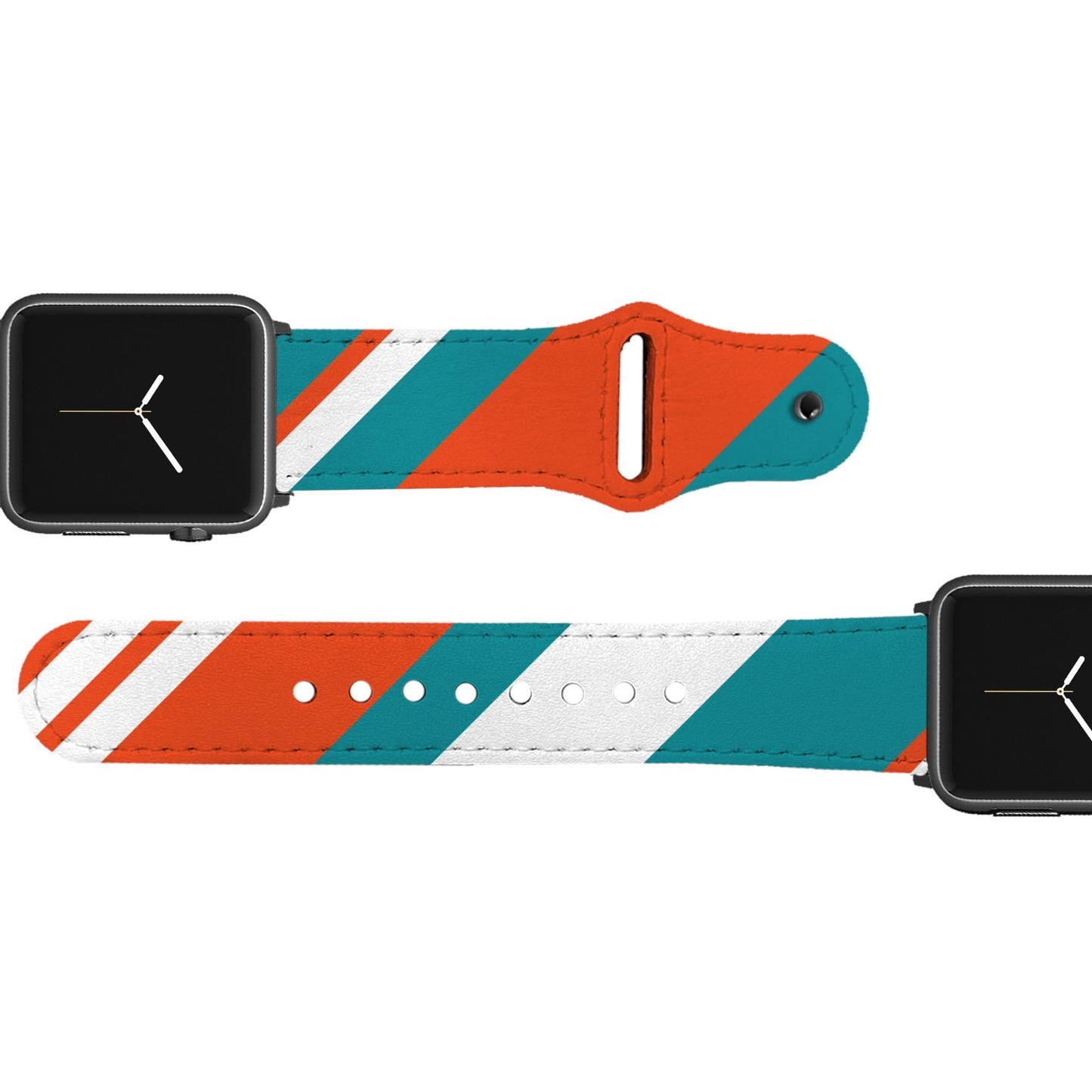 Miami Football Color Block Team Spirit Leather Apple Watch Band