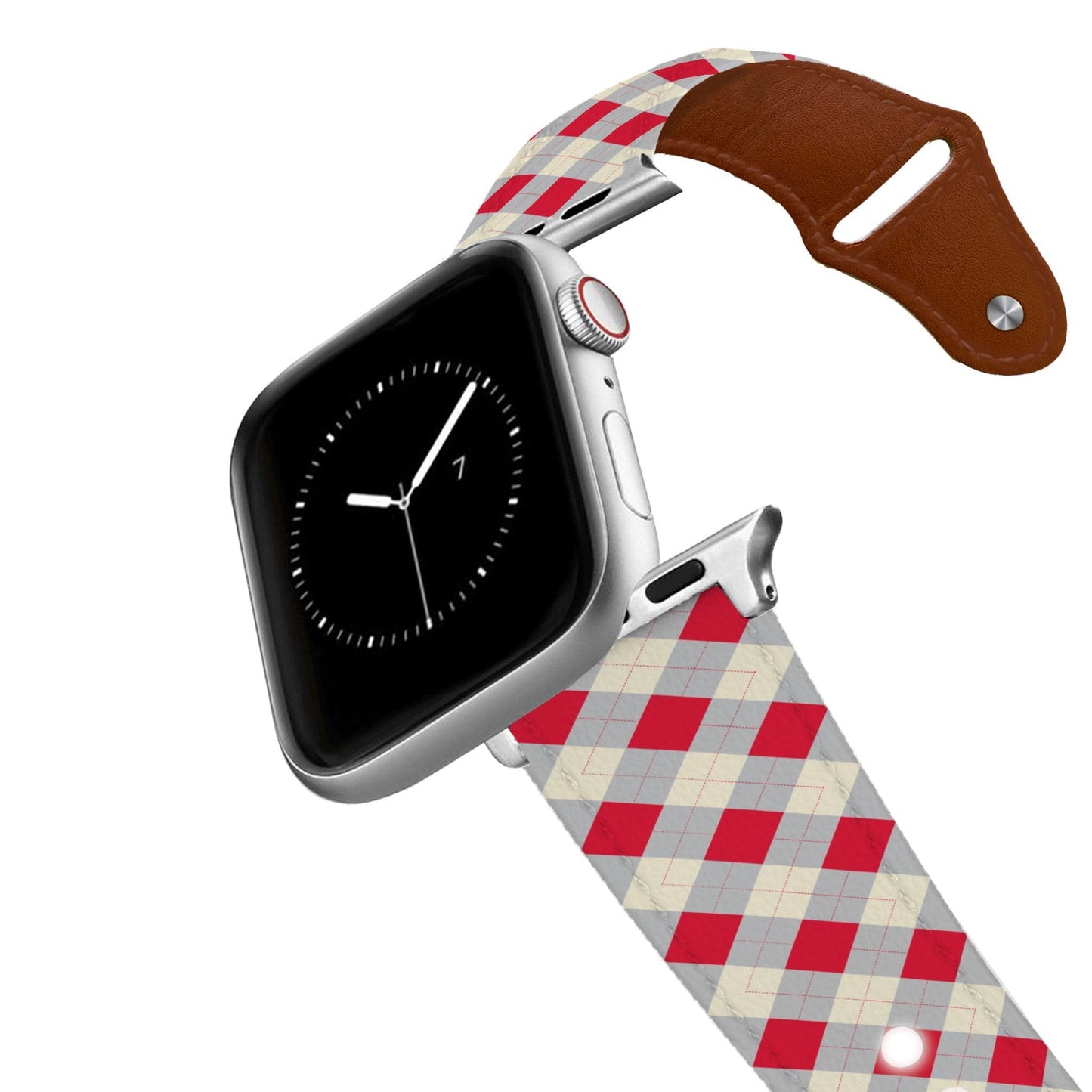 Nebraska Argyle Team Spirit Leather Apple Watch Band