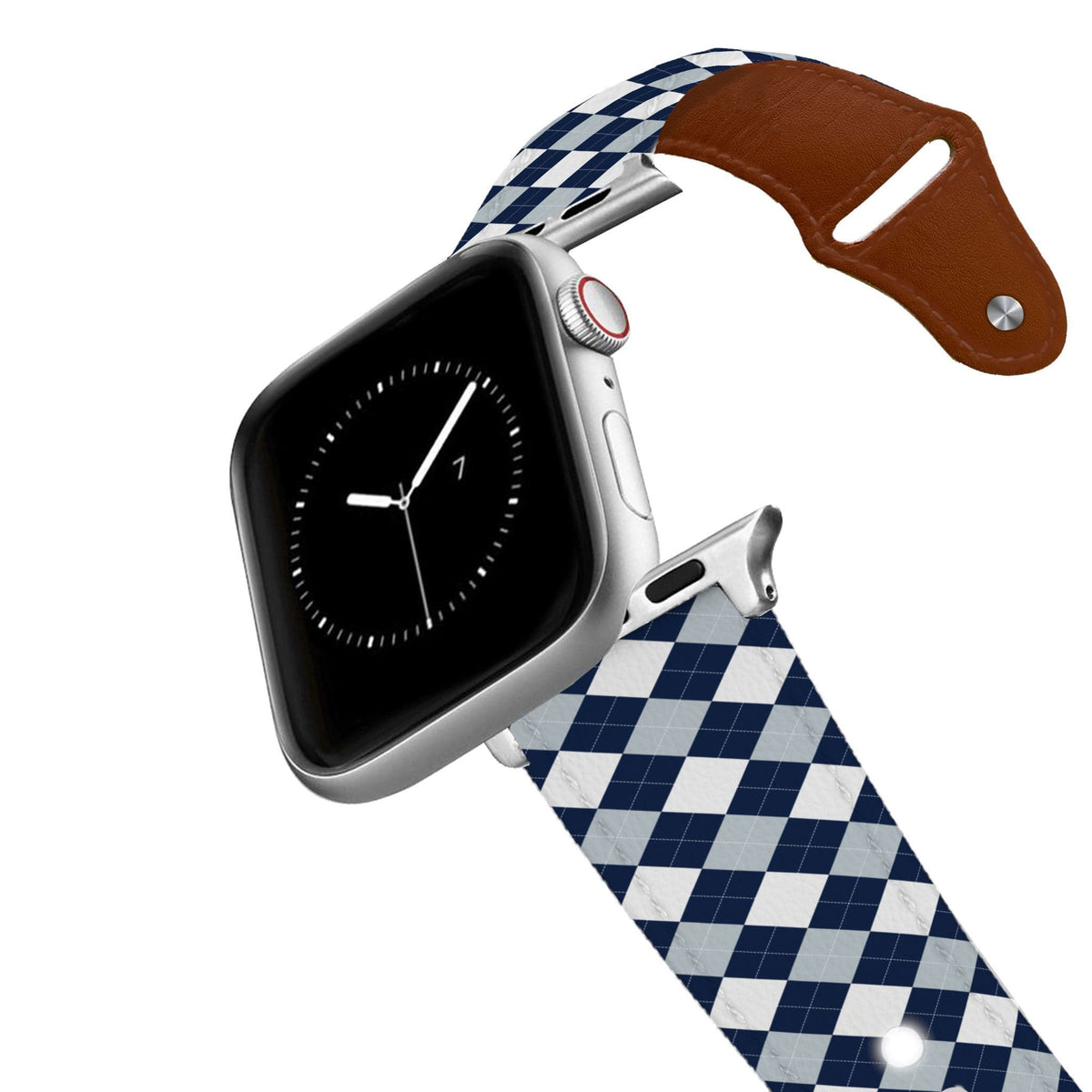 New York Baseball Argyle Team Spirit Leather Apple Watch Band