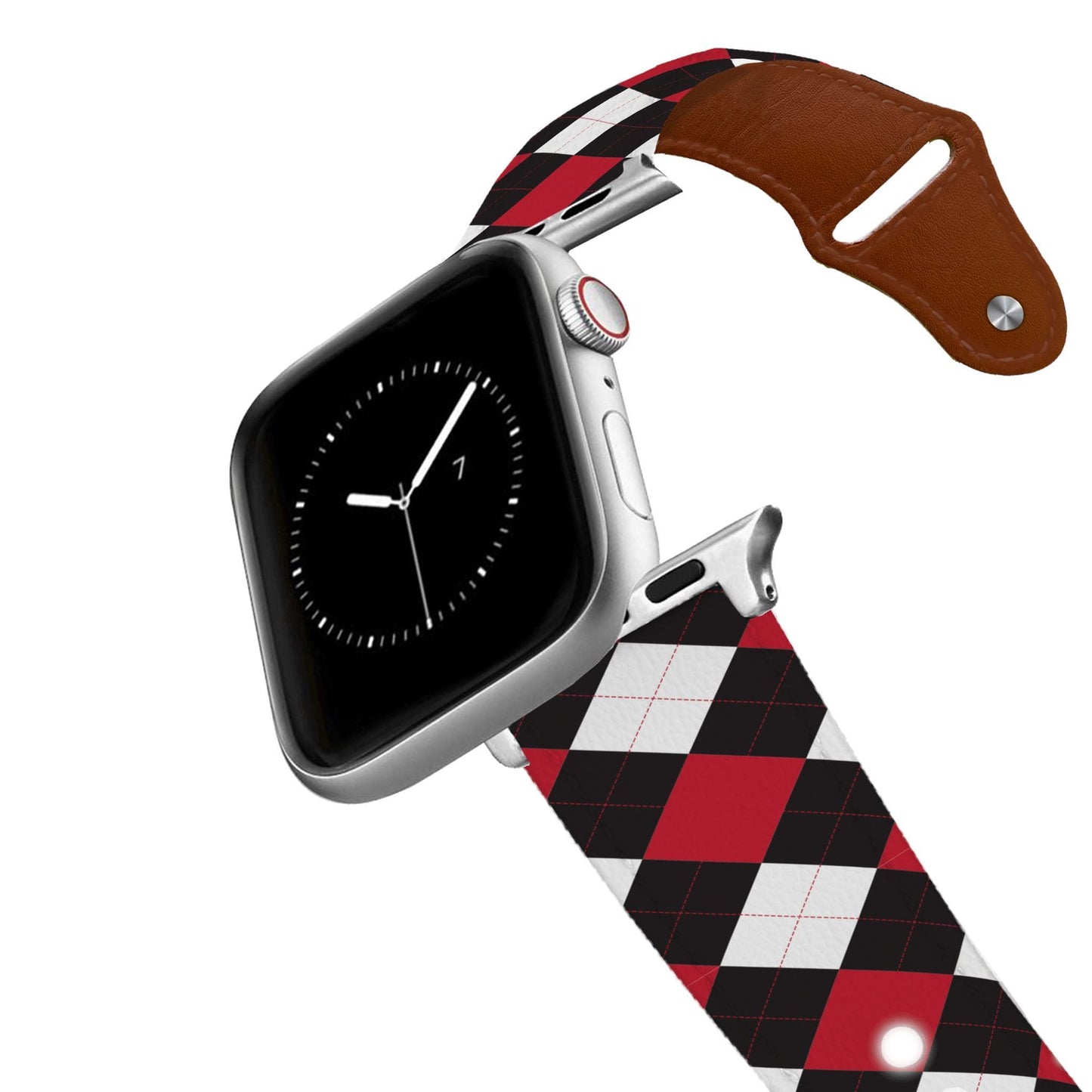 Wisconsin Argyle Team Spirit Leather Apple Watch Band