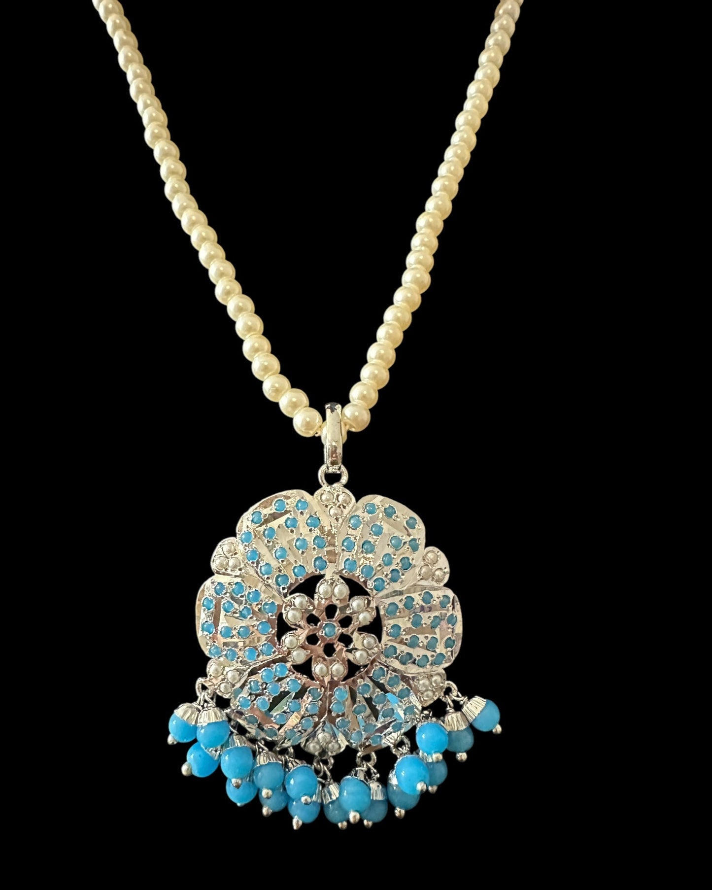 PS526 Maira pendant set in turquoise - silver plated ( READY TO SHIP)
