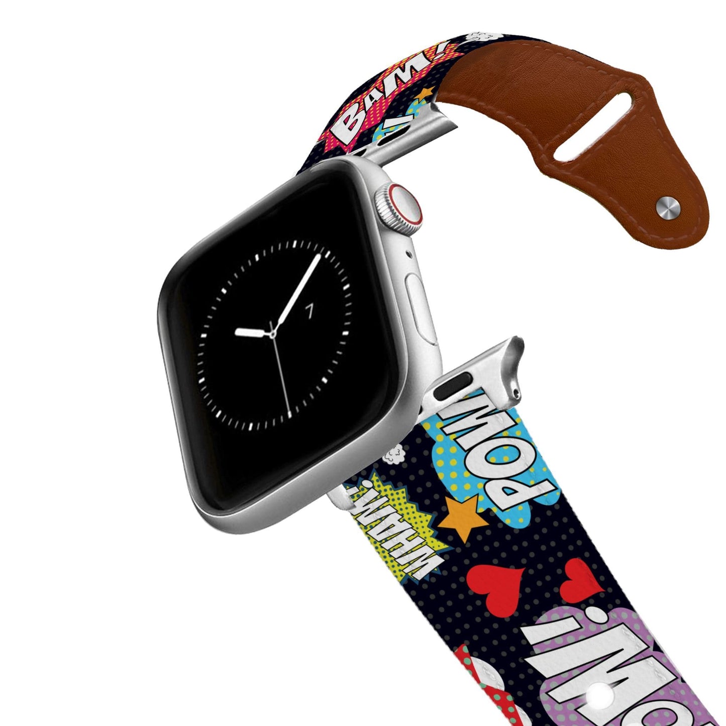 Comic Words Leather Apple Watch Band