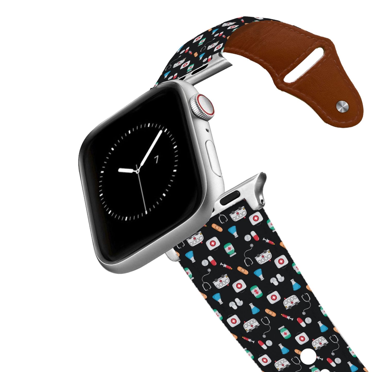 Medicine Black Leather Apple Watch Band
