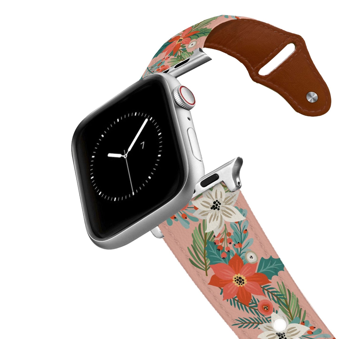 Pretty Poinsettia Leather Apple Watch Band