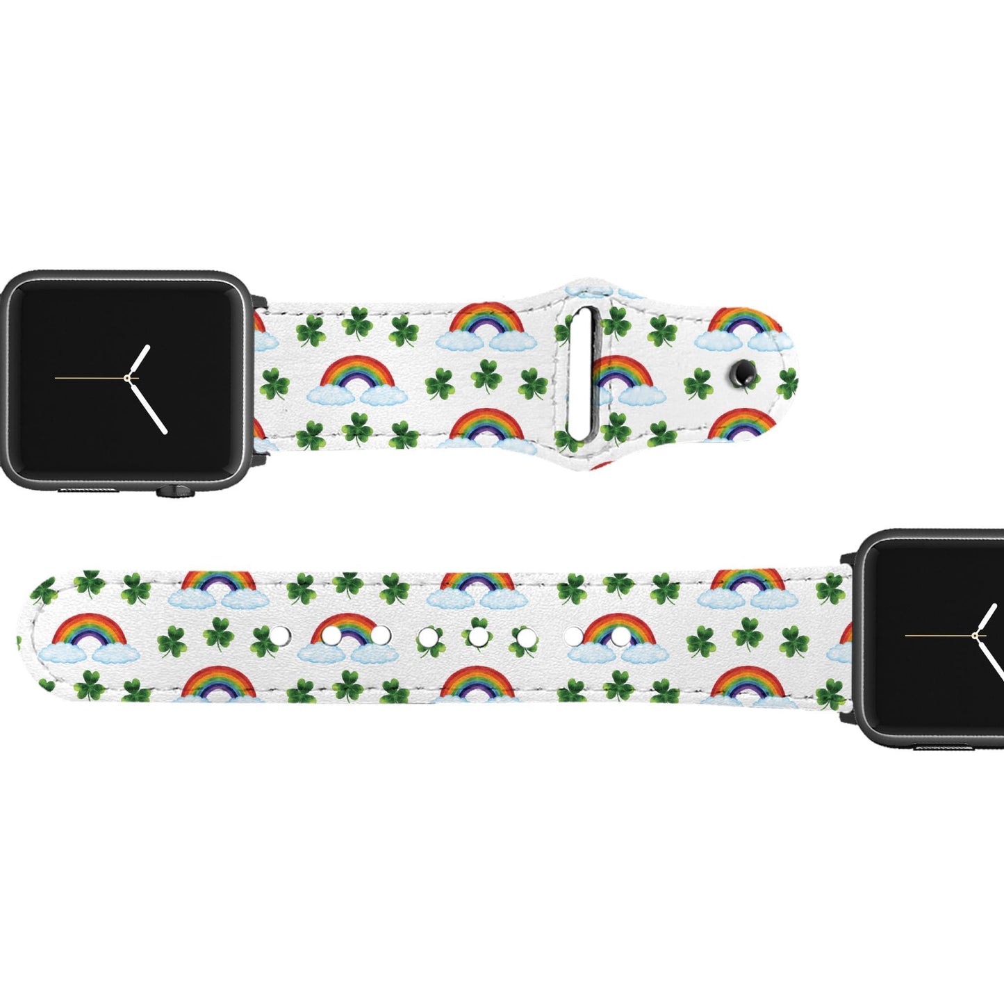 Shamrocks and Rainbows Leather Apple Watch Band