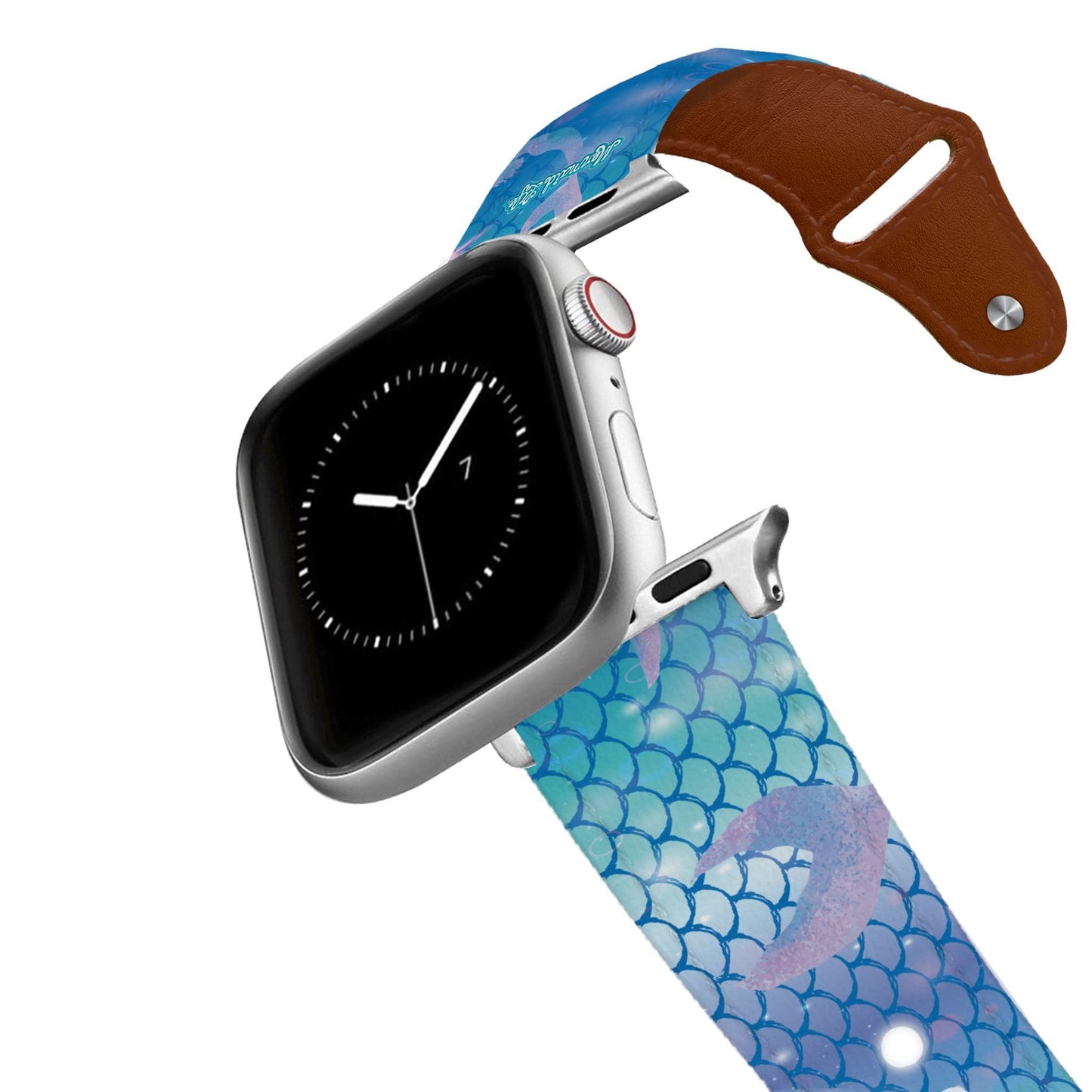 Mermaid Life - Hypnotic Scales Blue Leather Apple Watch Band