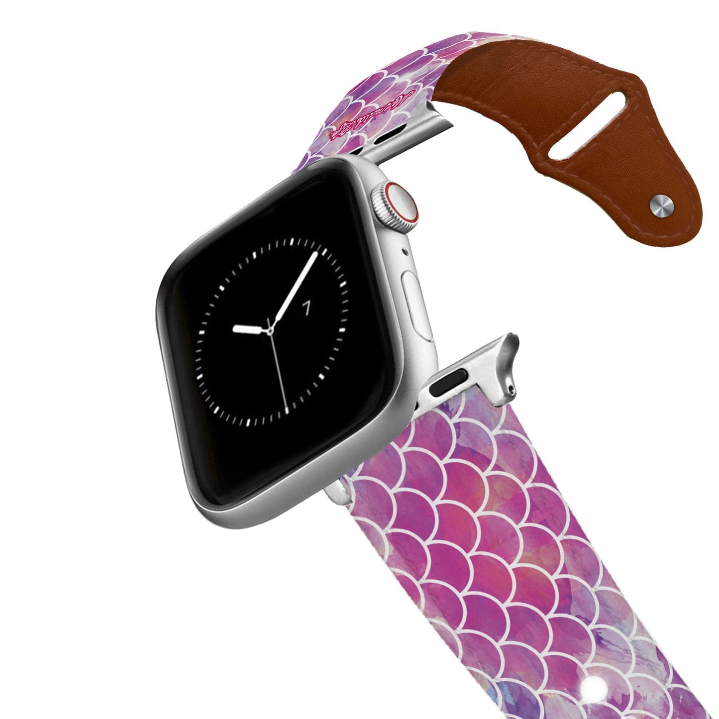 Mermaid Life - Hypnotic Scales Pink Leather Apple Watch Band