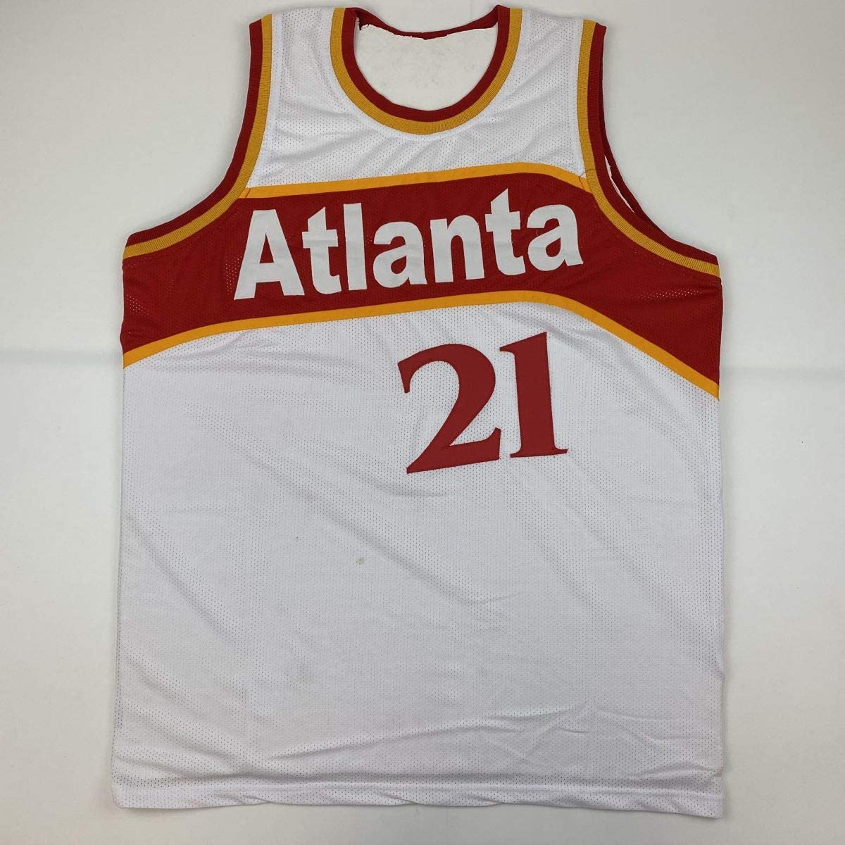 Autographed/Signed Dominique Wilkins Atlanta White Stat Basketball Jersey PSA/DNA COA