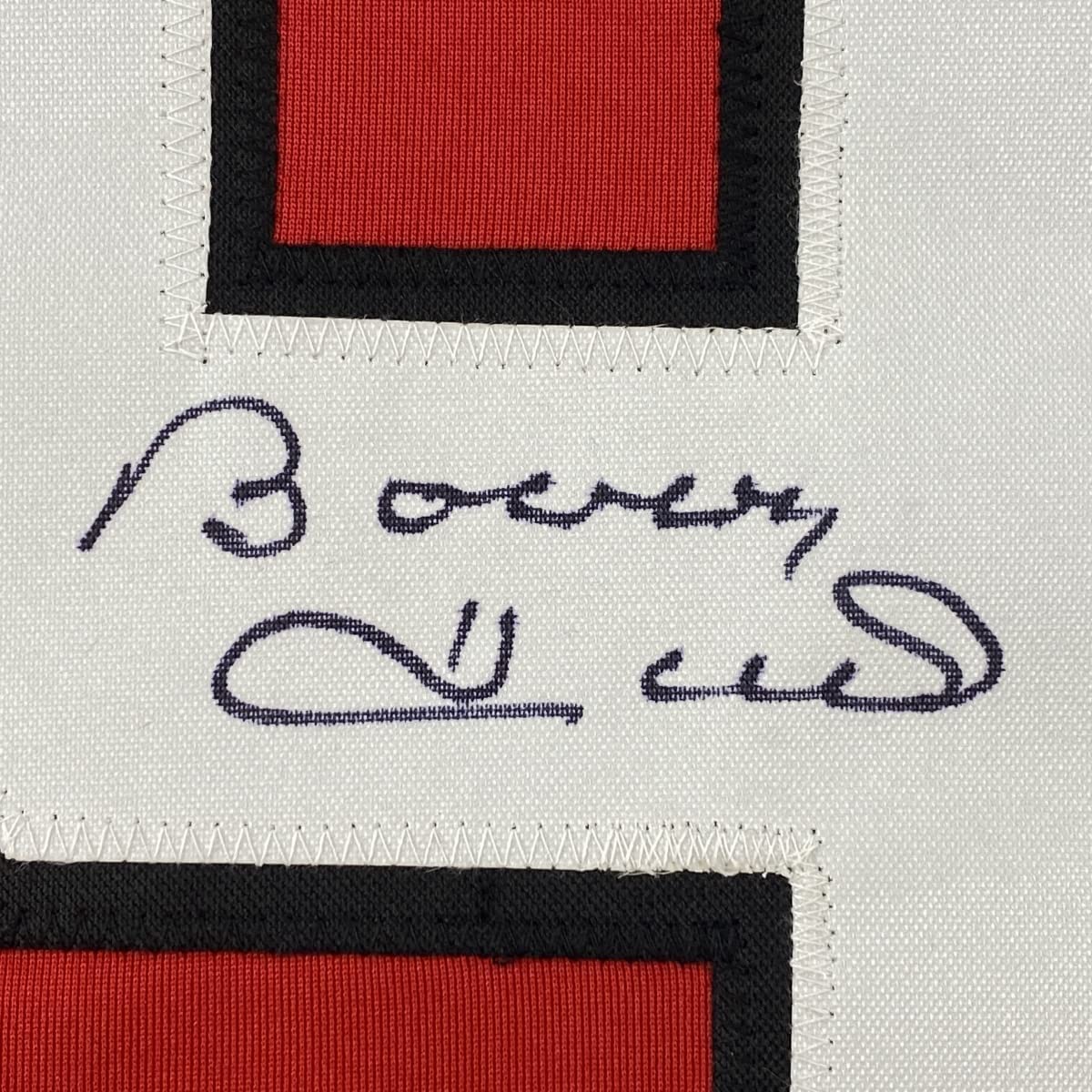 Framed Autographed/Signed Bobby Hull 35x39 Chicago Red Hockey Jersey JSA COA