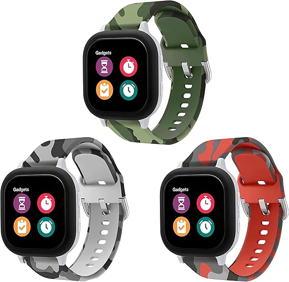 Compatible for Verizon Gizmo Watch 3 2 1/for T-Mobile SyncUP Kids Watch/for Gabb Watch 3 2 1, 20MM Kids Size Silicone Watch Band Cute Camo Straps for Gizmo Watch Band Replacement for Kids Boys Girls