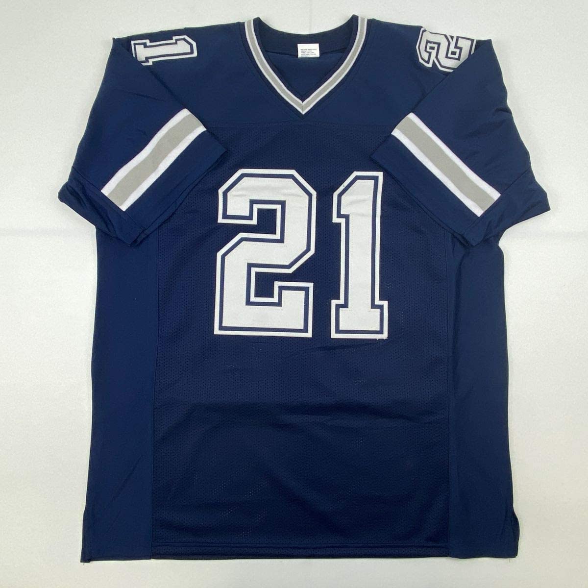 Autographed/Signed Deion Sanders Dallas Blue Football Jersey Beckett BAS COA