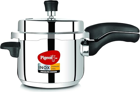 Pigeon Pressure Cooker - 3 Quart - Inox Stainless Steel Outer Lid Induction Base - Cook delicious food in less time: soups, rice, legumes, and more - 3 Liter