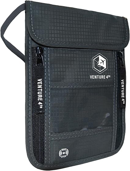 VENTURE 4TH Travel Neck Wallet with RFID Blocking ‰ÛÒ Passport Holder for Travel Women and Men, Secure Neck Pouch for Keeping Documents Safe