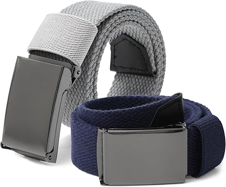 AWAYTR Boys Canvas Web Belts - 2PCS School Uniform Cotton Strap Belt Adjustable in Four Sizes Suitable for Girls