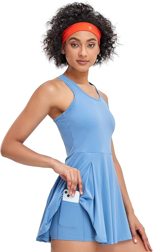 1a1a Women‰۪s Tennis Golf Dress with Shorts Pockets Sleeveless Workout Sports Athletic Dresses