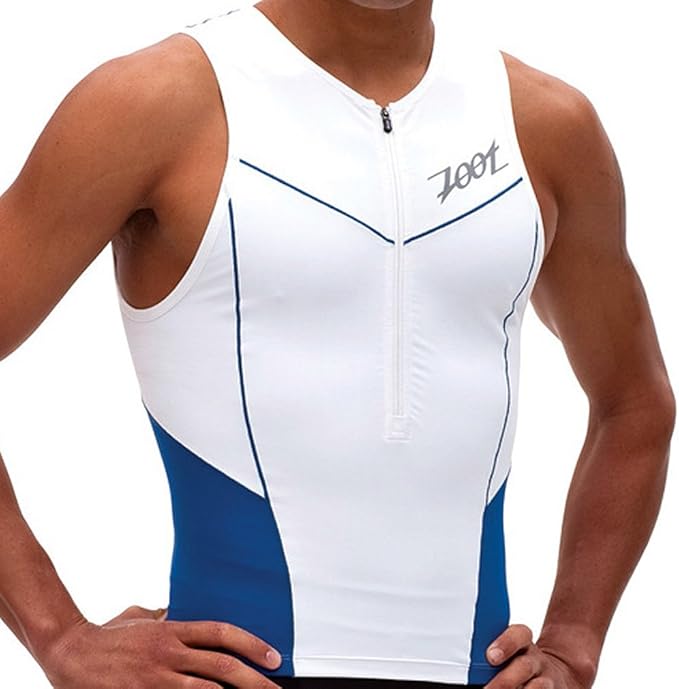 Zoot Men's Ultra Tri Tank, White/Blue Medium