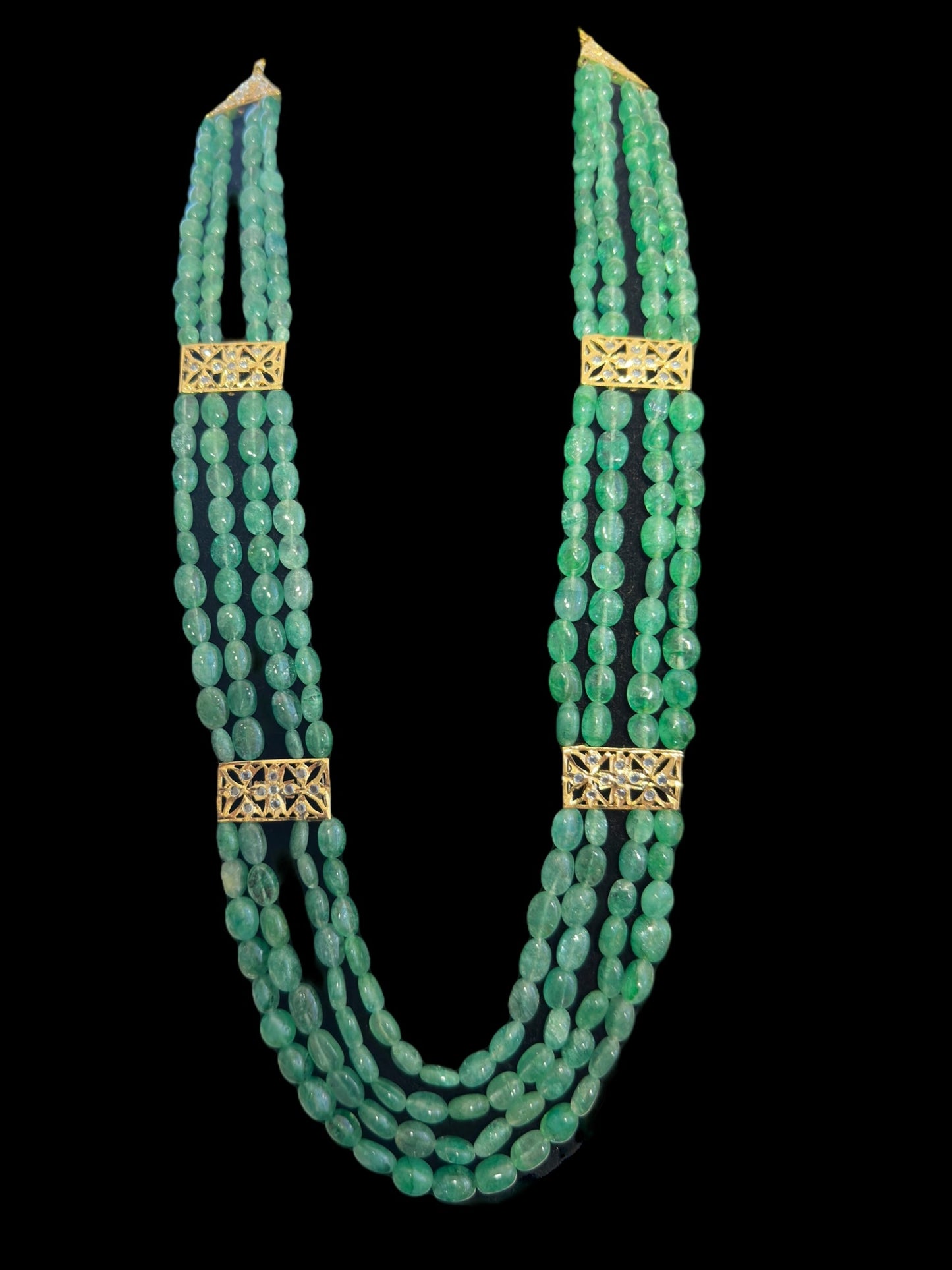 LN59 Ghazal emerald beads Rani haar ( SHIPS IN 3 WEEKS )