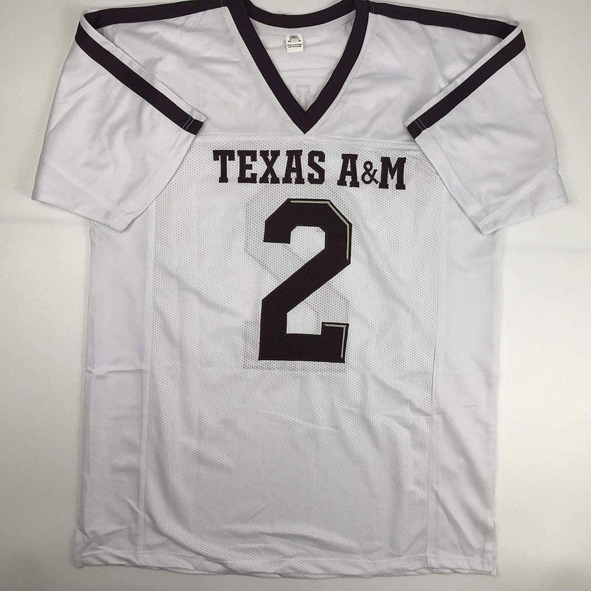 Autographed/Signed Johnny Manziel Texas A&M White College Football Jersey JSA COA