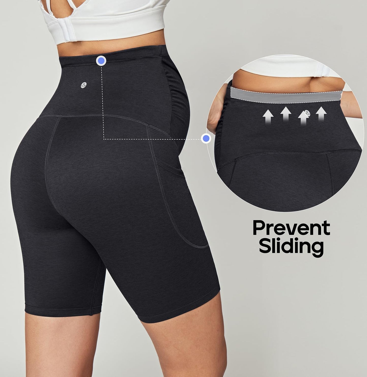 Heathyoga Maternity Leggings with Pockets Pregnancy Leggings for Women Maternity Workout Leggings Maternity Yoga Pants Charcoal Grey