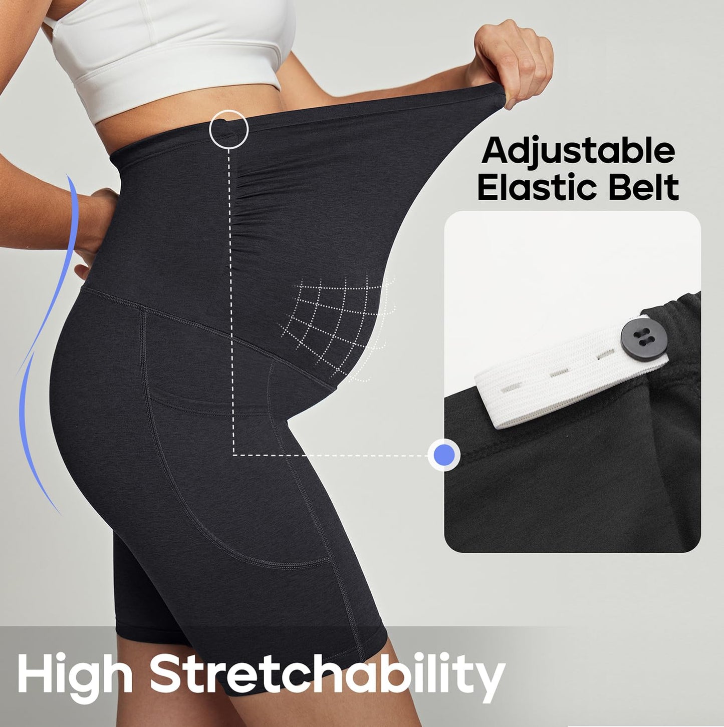 Heathyoga Maternity Leggings with Pockets Pregnancy Leggings for Women Maternity Workout Leggings Maternity Yoga Pants Charcoal Grey