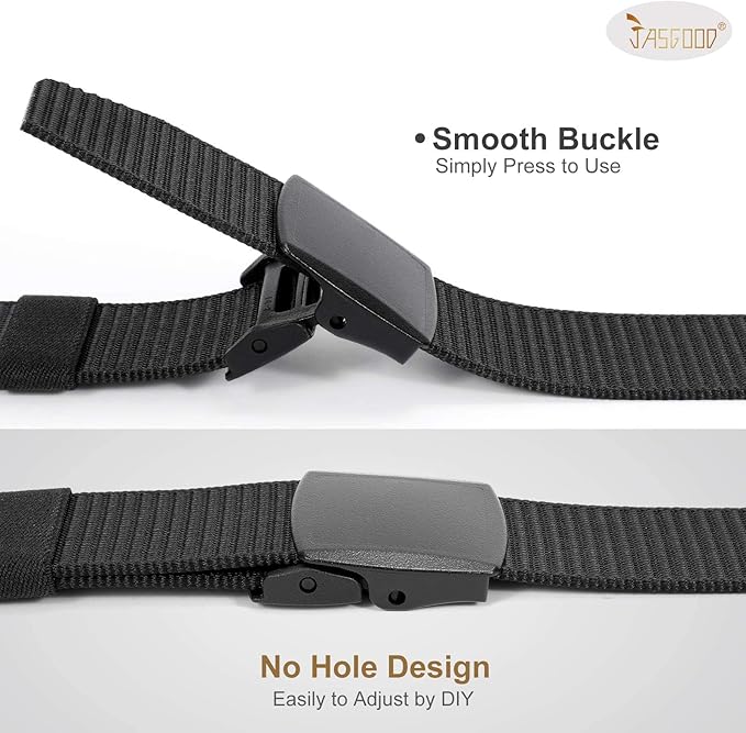 JASGOOD Nylon Tactical Men Belt 2 Pack (1 Black, 1 Blue) Fits up to 40"