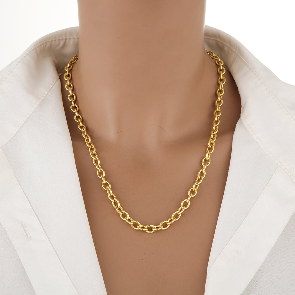 Charm Bar Necklaces - 18”, 24” 28” Cable Link 18k Gold Plated