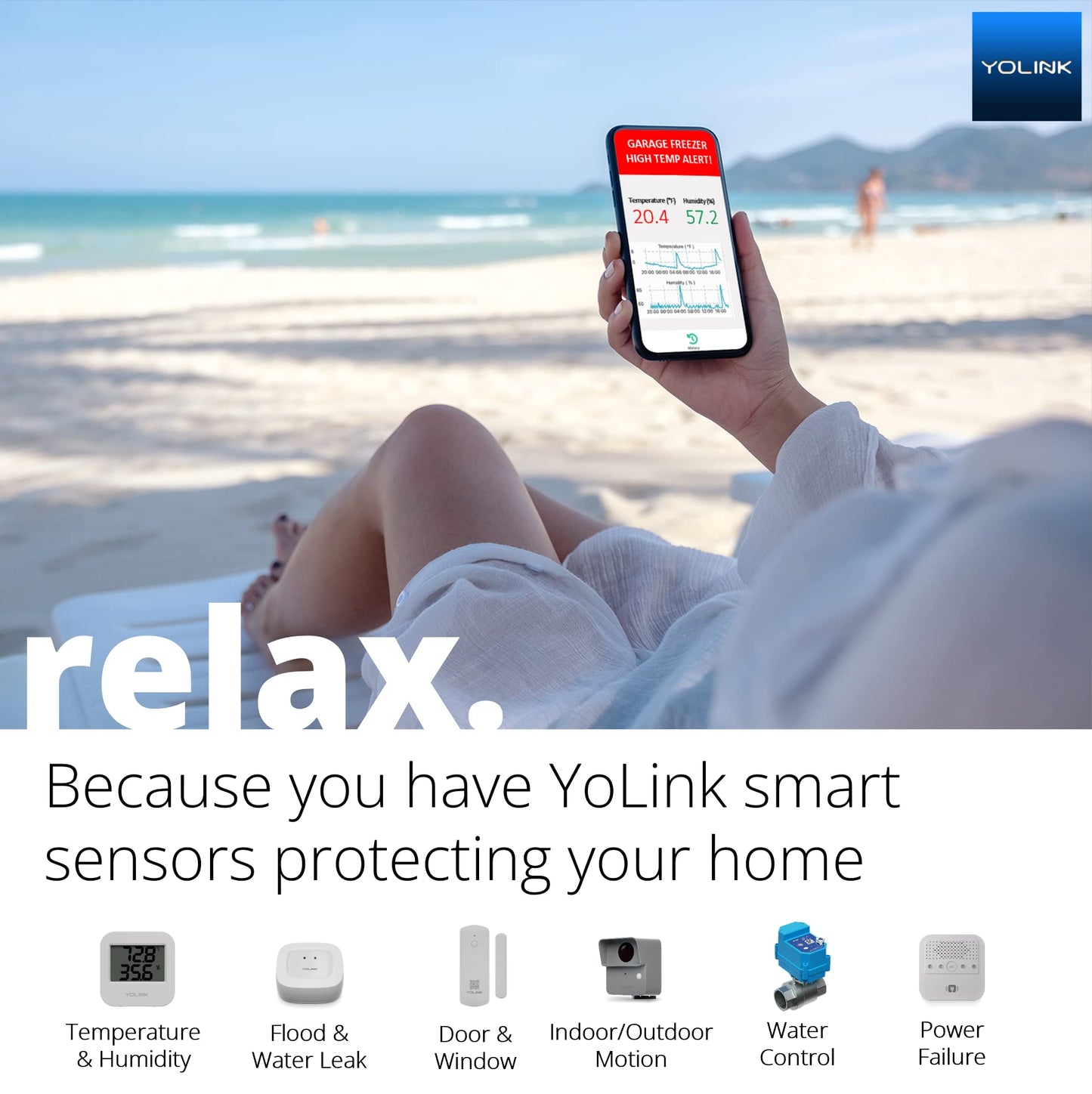 Smart Wireless Temperature/Humidity Sensor Wide Range for Freezer Fridge Monitor