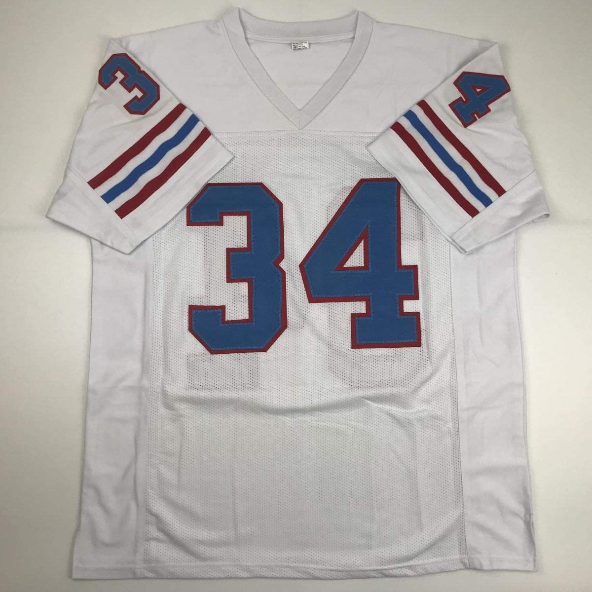 Autographed/Signed Earl Campbell HOF 91 Houston White Football Jersey Tristar COA