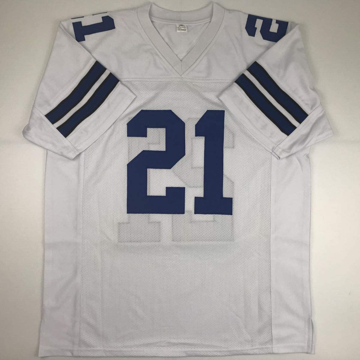 Autographed/Signed Ezekiel Elliott Dallas White Football Jersey Beckett BAS COA