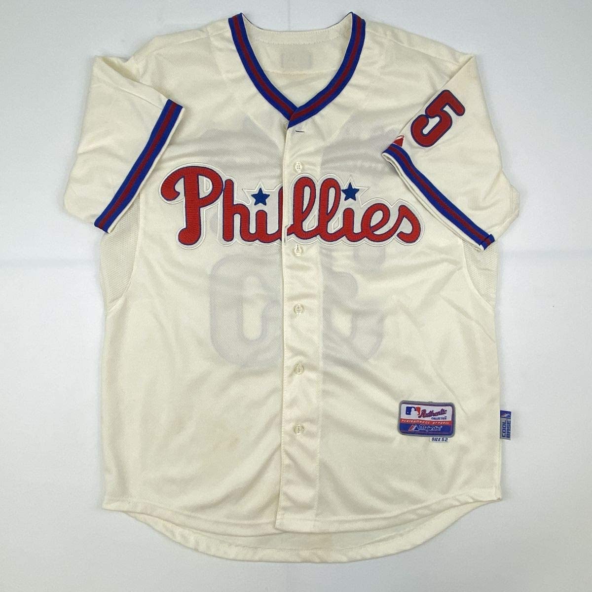 Autographed/Signed Cole Hamels Philadelphia Cream Baseball Jersey JSA COA