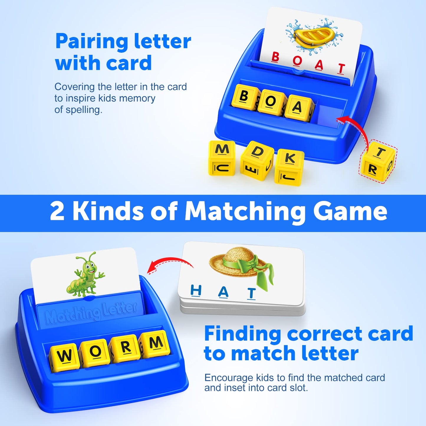 Toys for 3-8 Year Olds Boys, Spelling Games for Kids Ages 4-8 Matching Letter Ga