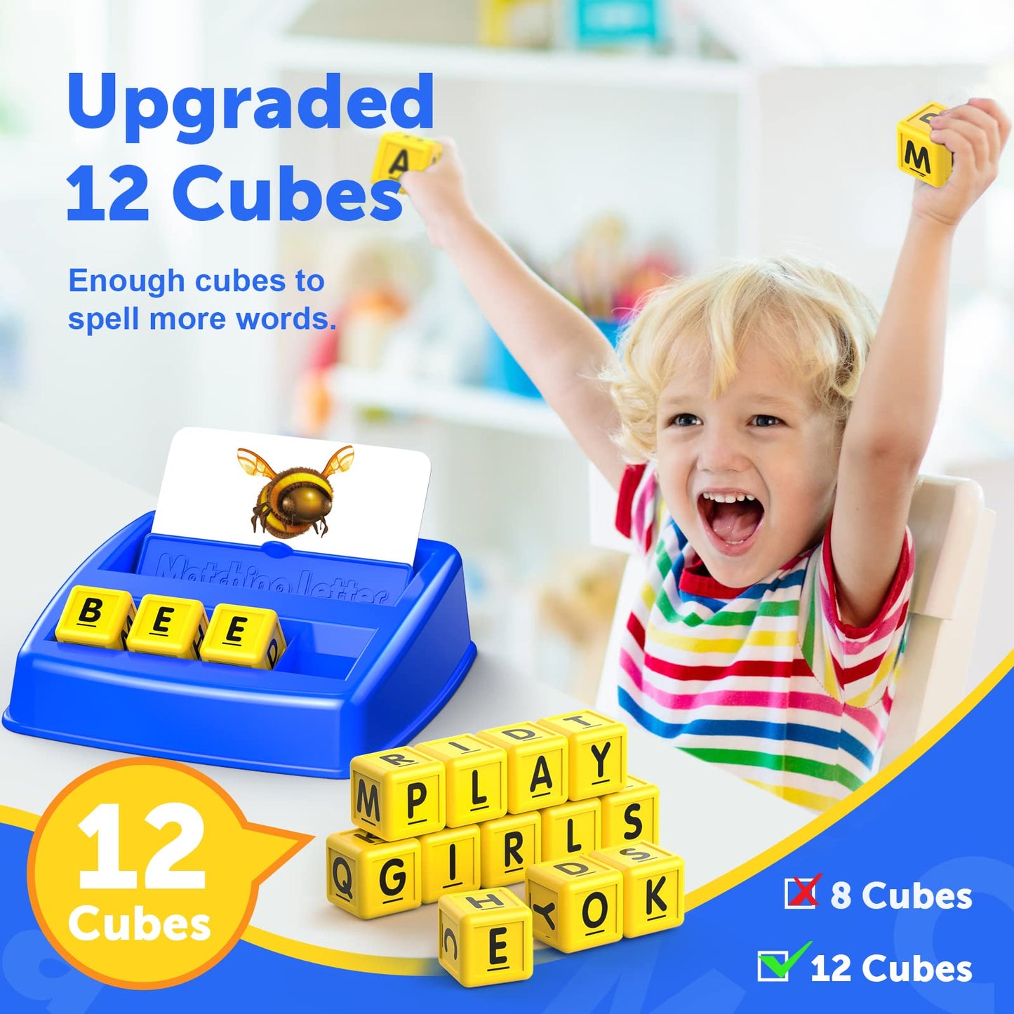 Toys for 3-8 Year Olds Boys, Spelling Games for Kids Ages 4-8 Matching Letter Ga