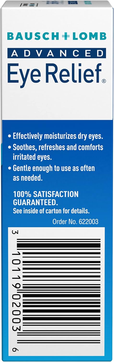 Advanced Eye Relief Eye Drops by Bausch & Lomb, for Dry Eyes & Redness Relief, 30 mL