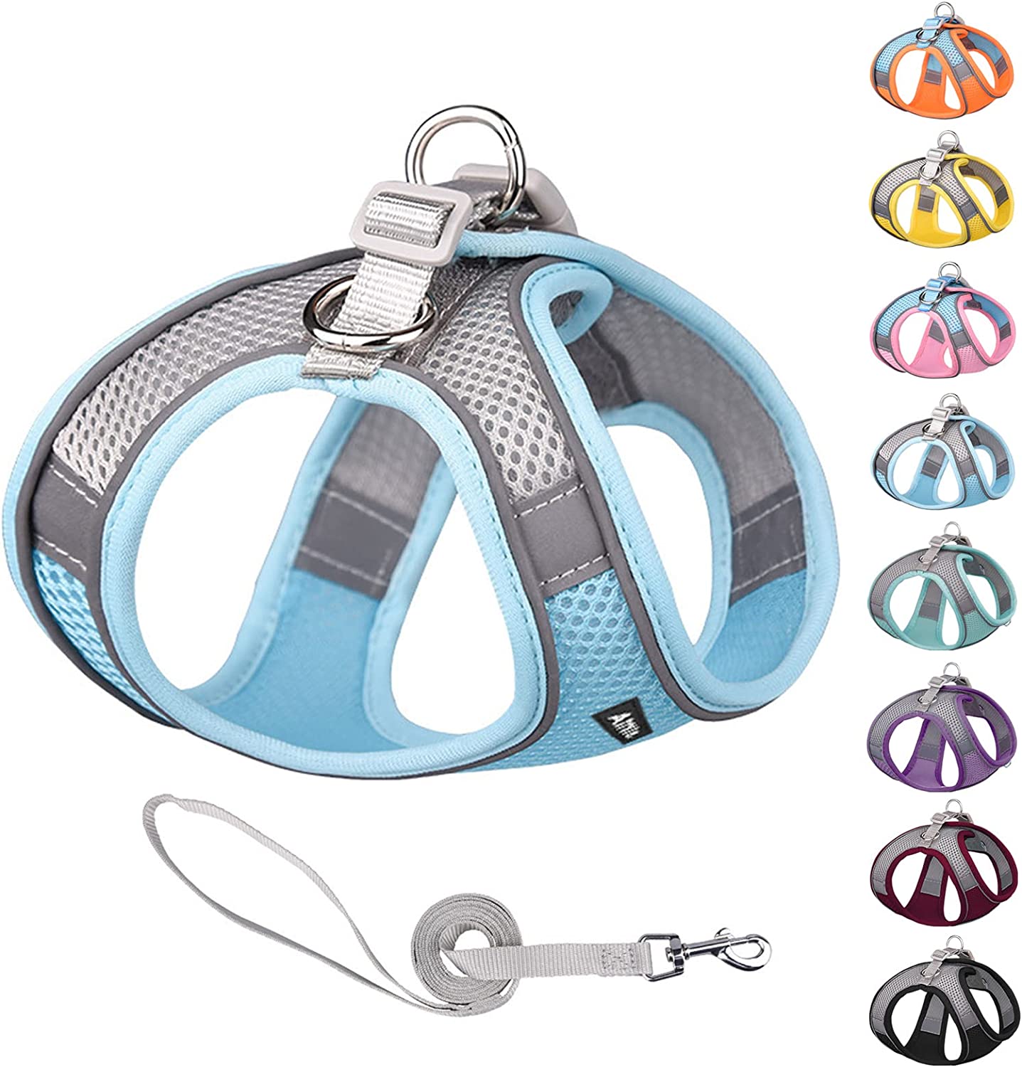 AIITLE Step in Dog Harness and Leash Set - Dog Vest Harness with Super Breathable Mesh, Reflective No-Pull Pet Harness for Outdoor Walking, Training for Small Dogs, Cats Pink XXS
