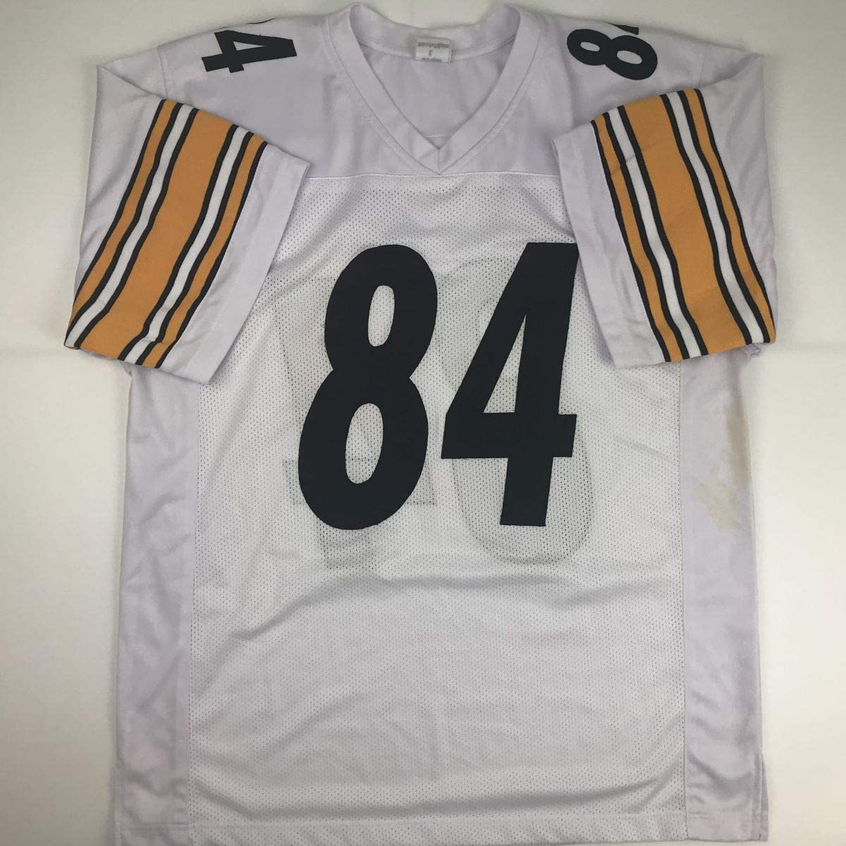 Autographed/Signed Antonio Brown Pittsburgh White Football Jersey Beckett BAS COA