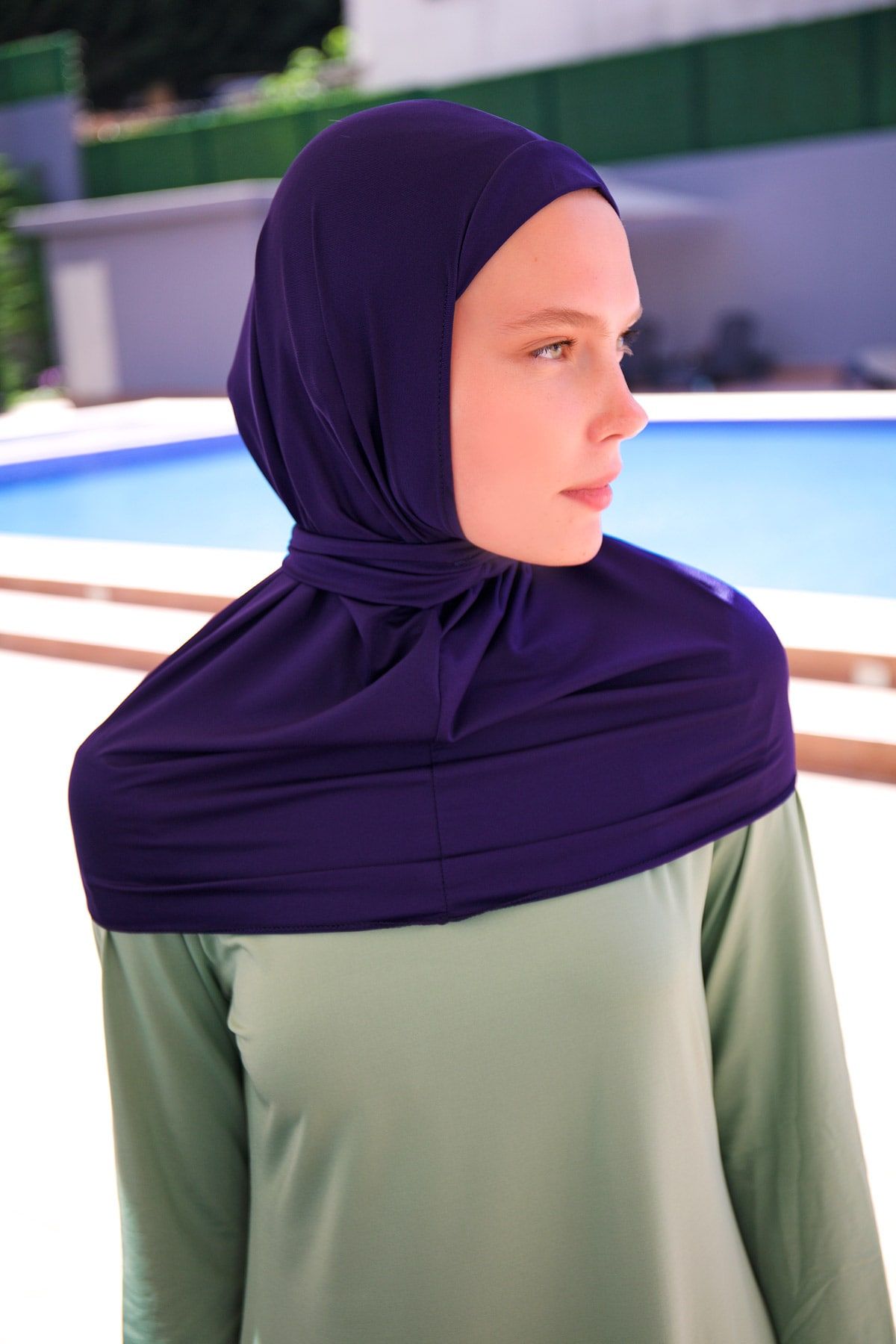 Navy Tied Scarf Bonnet B2397