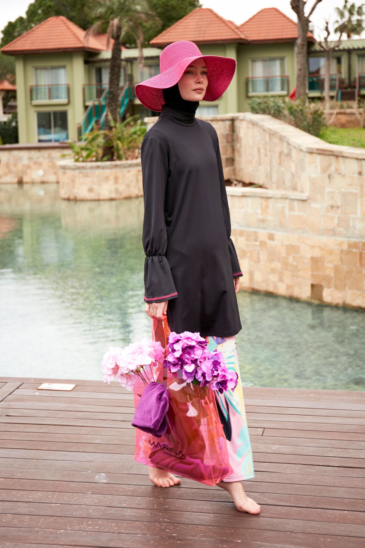 Lycra Black Burkini Modest Swimwear M2480