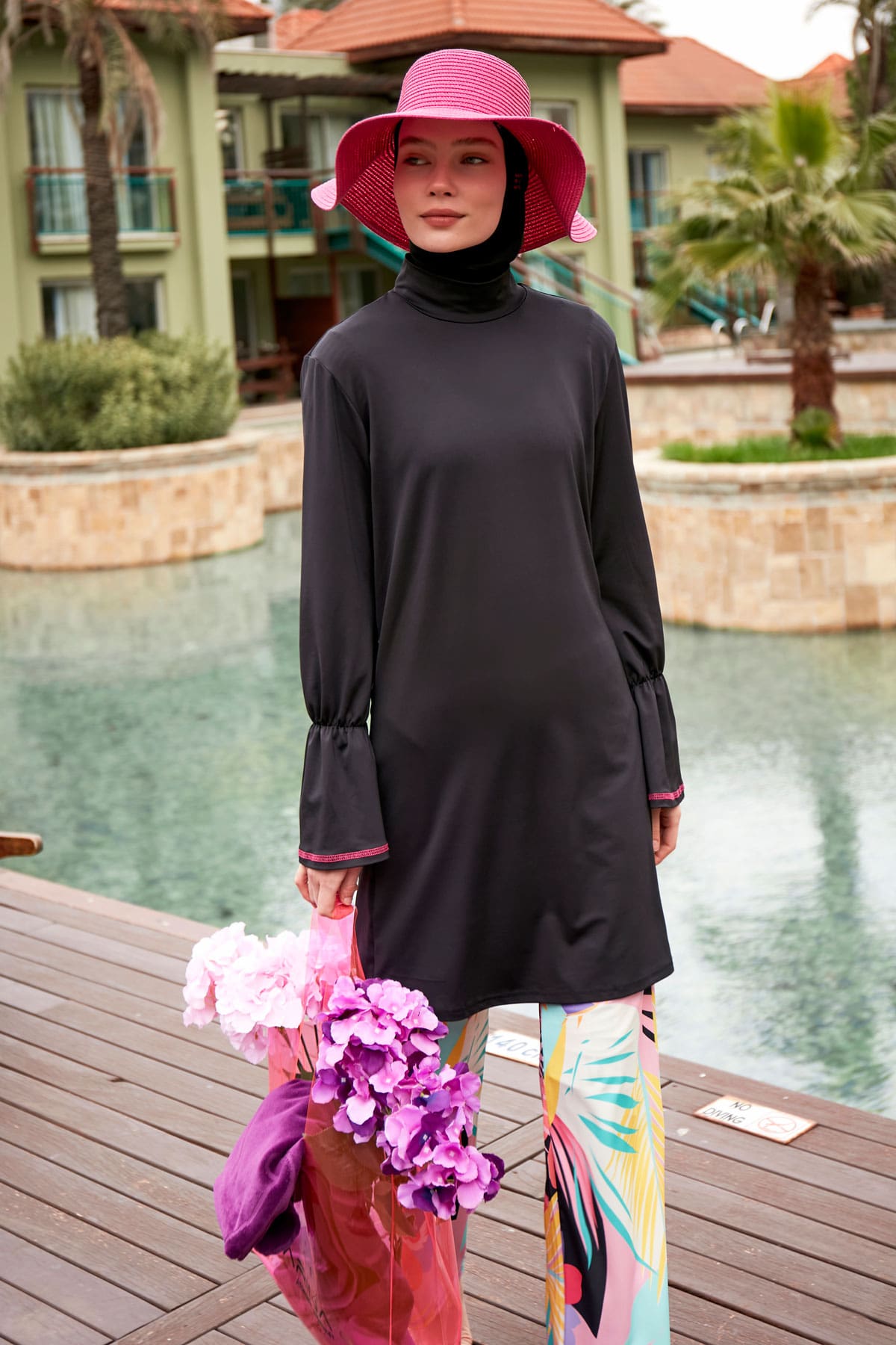 Lycra Black Burkini Modest Swimwear M2480