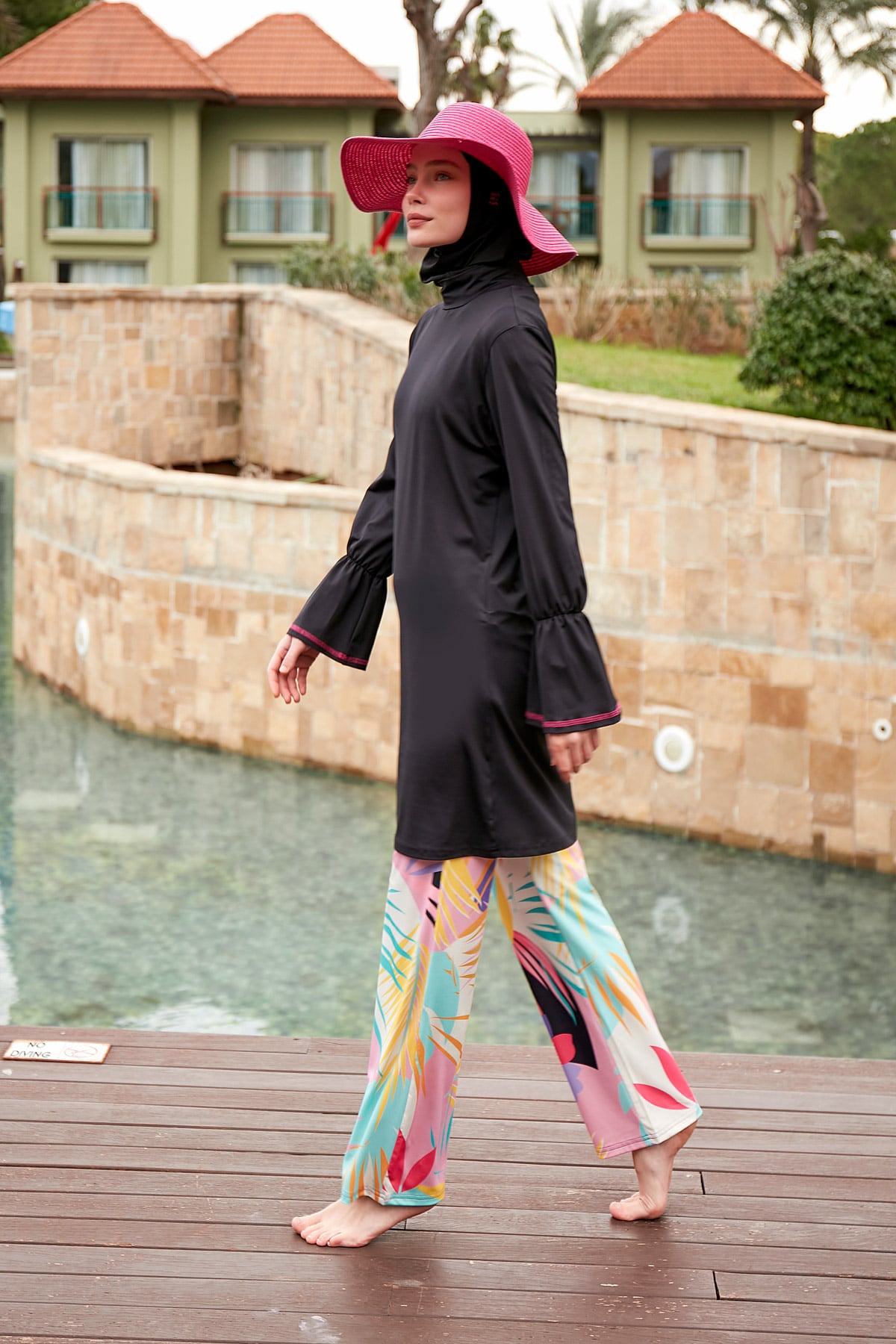 Lycra Black Burkini Modest Swimwear M2480