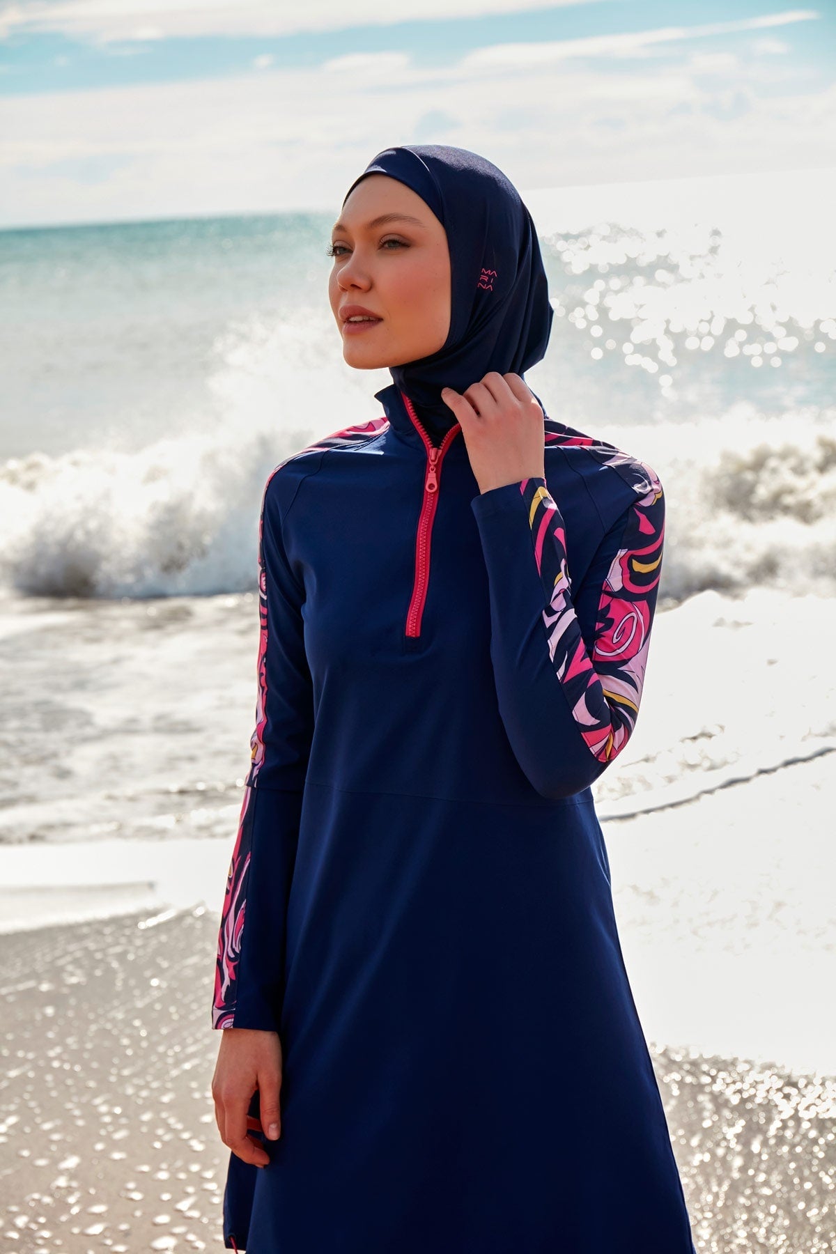 Woven Navy Burkini Modest Swimwear M2489
