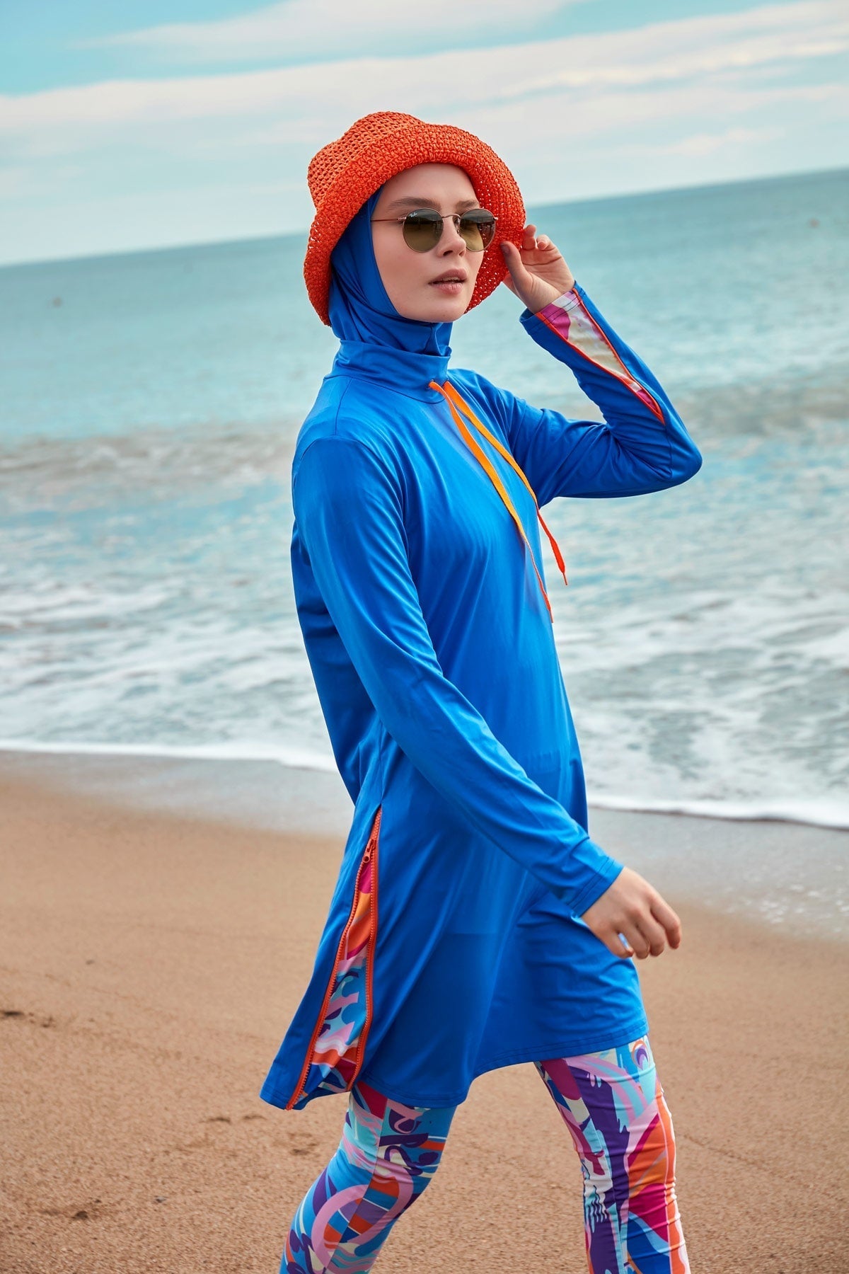 Lycra Royal Blue Burkini Modest Swimwear M2483