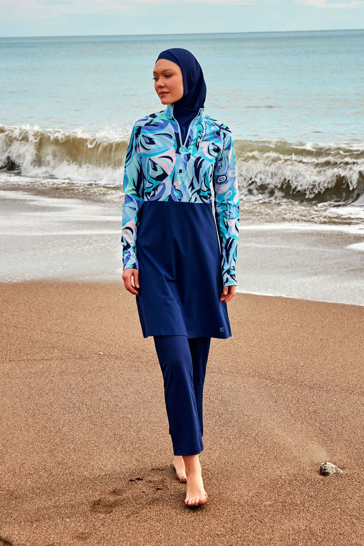 Woven Navy Burkini Modest Swimwear M2498