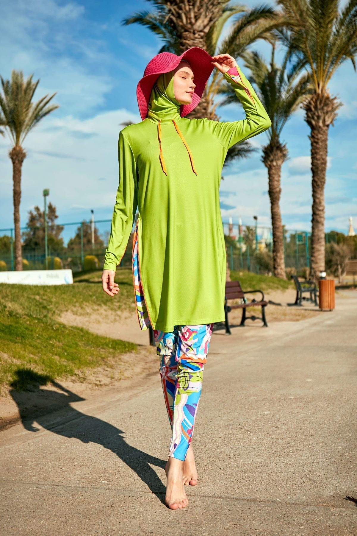 Lycra Green Burkini Modest Swimwear M2484