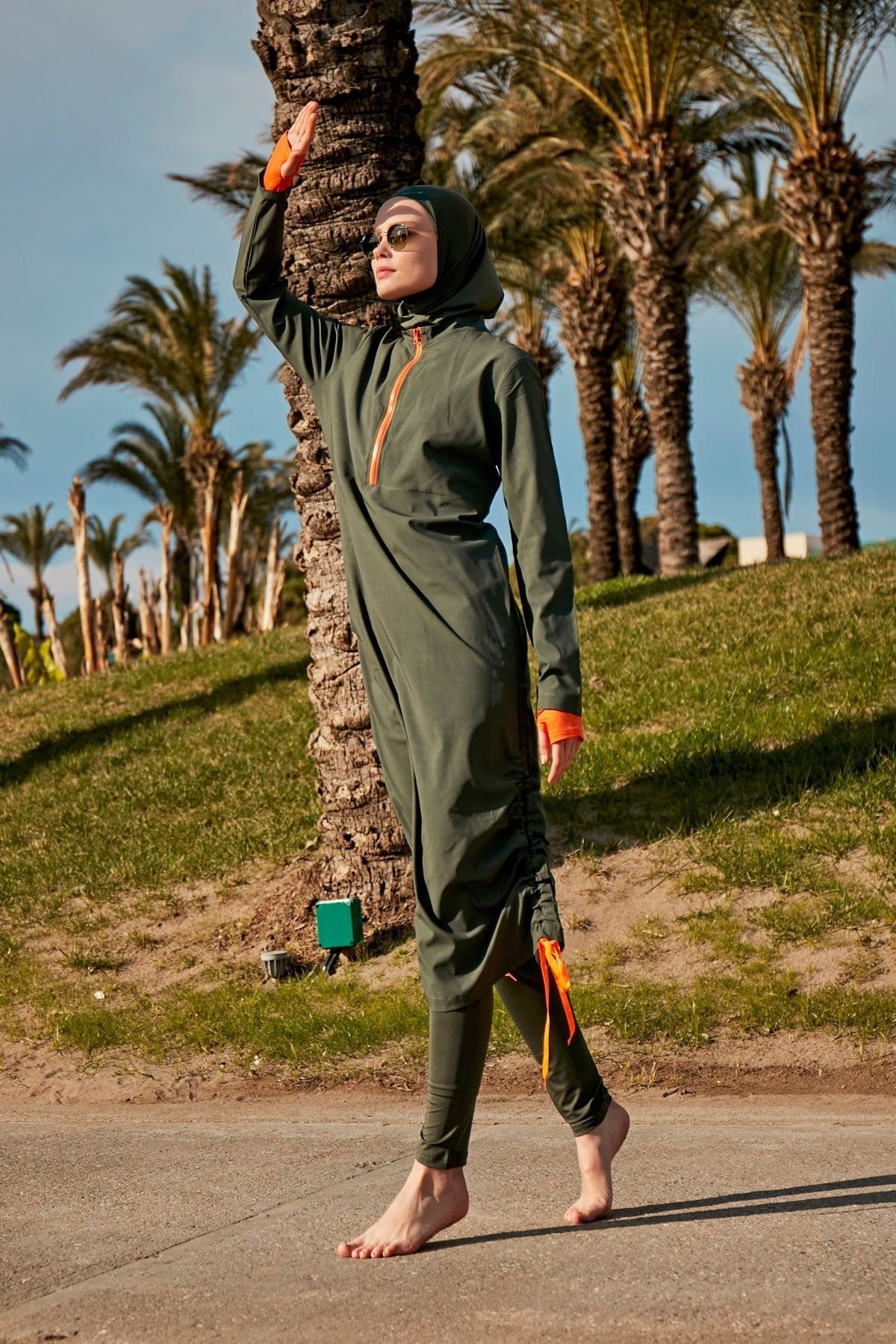 Woven Khaki Burkini Modest Swimwear M2413