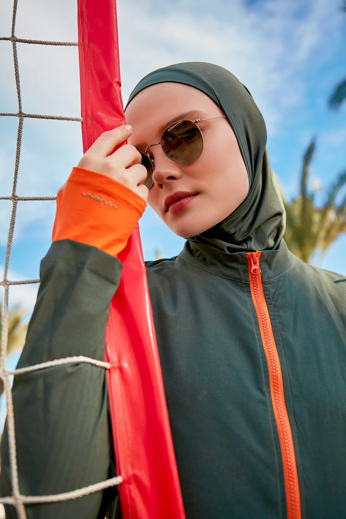 Woven Khaki Burkini Modest Swimwear M2413