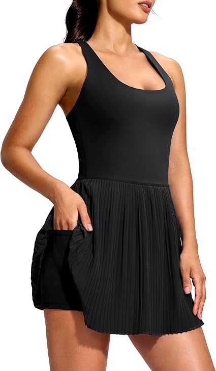 Soothfeel Womens Tennis Dress Athletic Dress with Built-in Bra & Shorts Pockets Pleated Workout Active Sport Golf Dresses