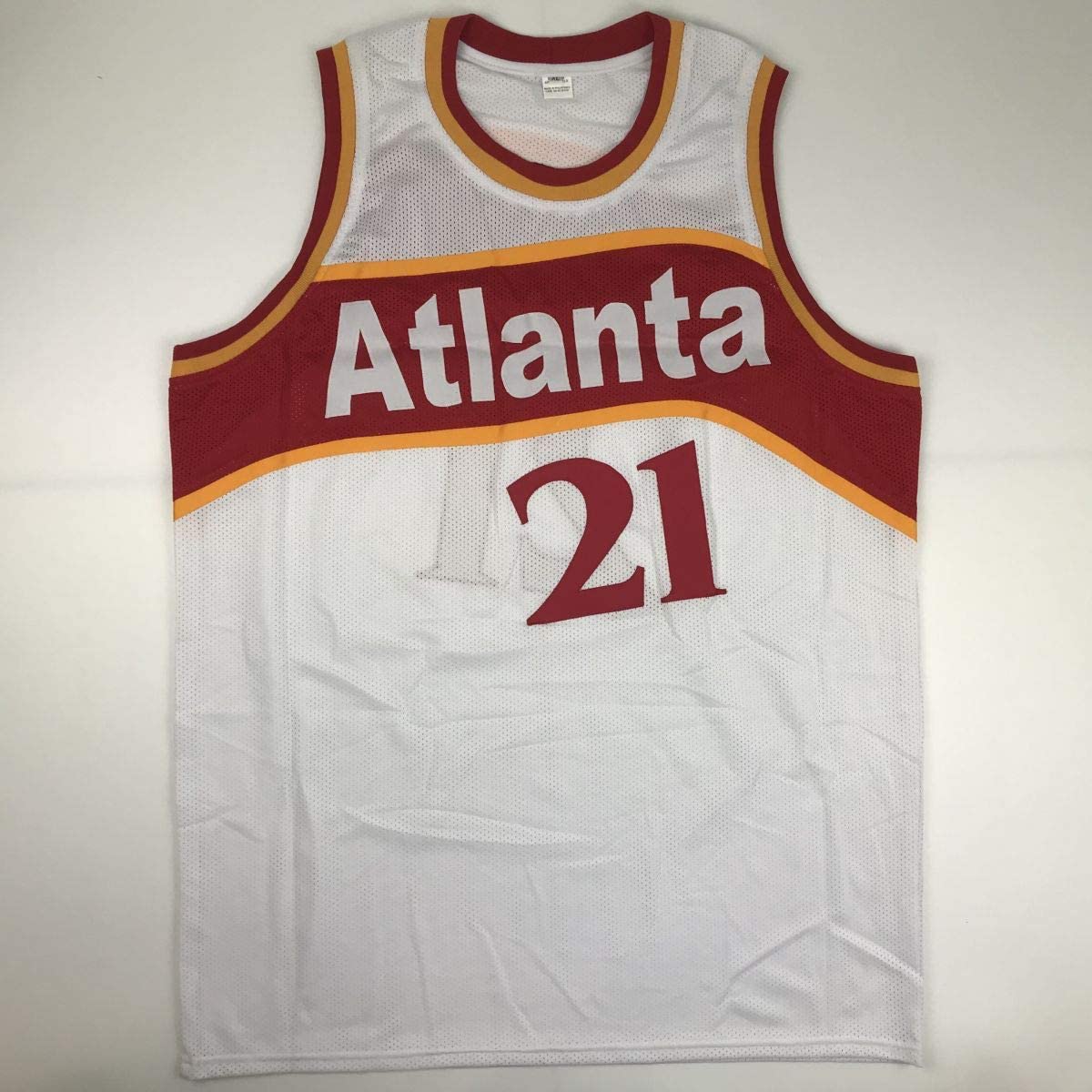 Autographed/Signed Dominique Wilkins Atlanta White Basketball Jersey JSA COA