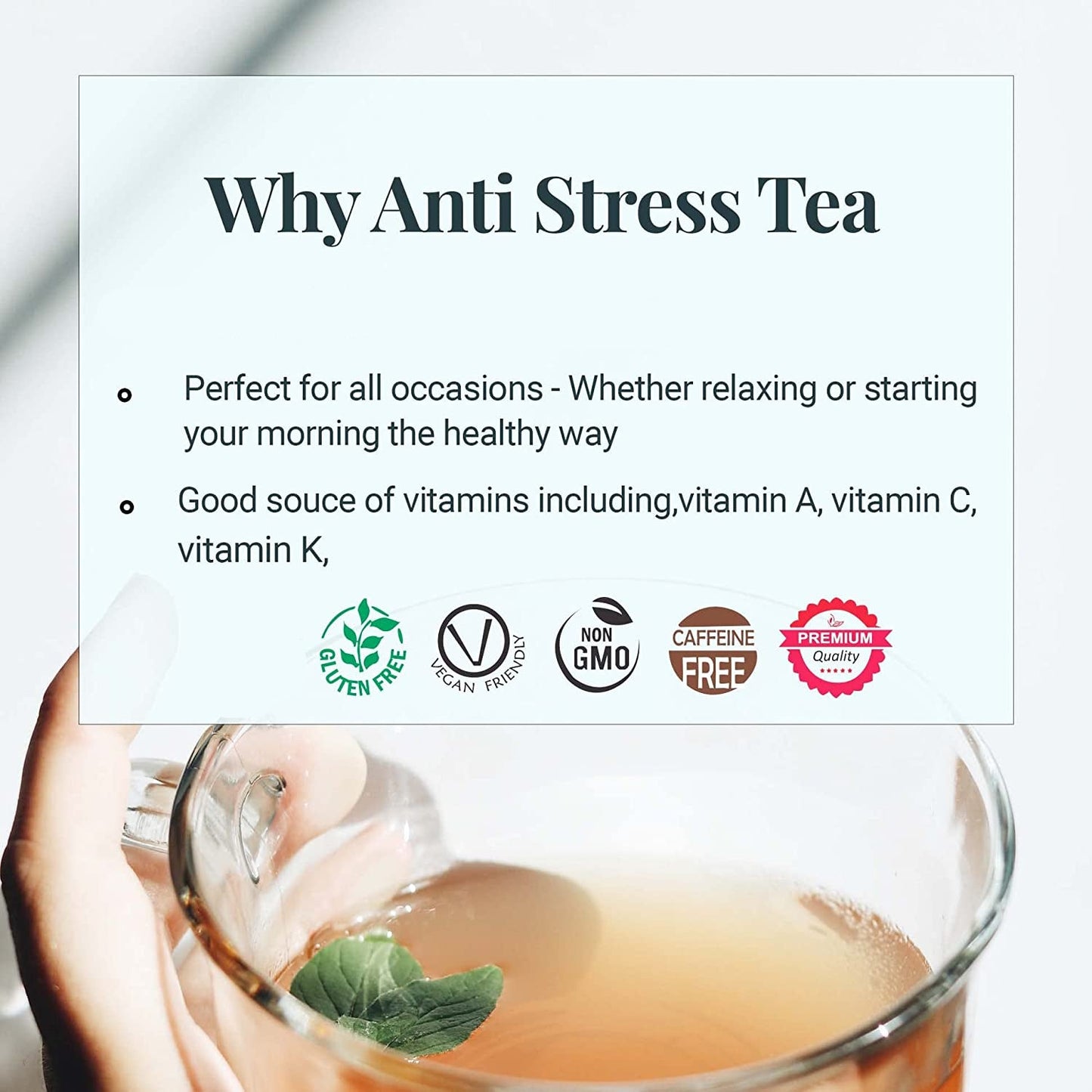 Akshit Natural Anti Stress Tea, (80 Tea Bags), Blended With Calendula | Marigold Tea, Tulsi, Butterfly Pea Flowers, Lemongrass, Relaxing & Calming Tea, No Caffeine.